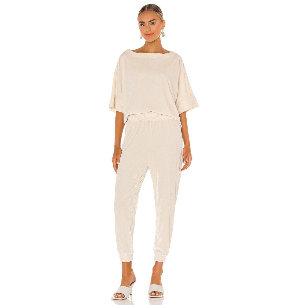 Cupcakes & Cashmere 2 Pc Set Shiny Faux Fur Birch White Top Size S Bottom Size L